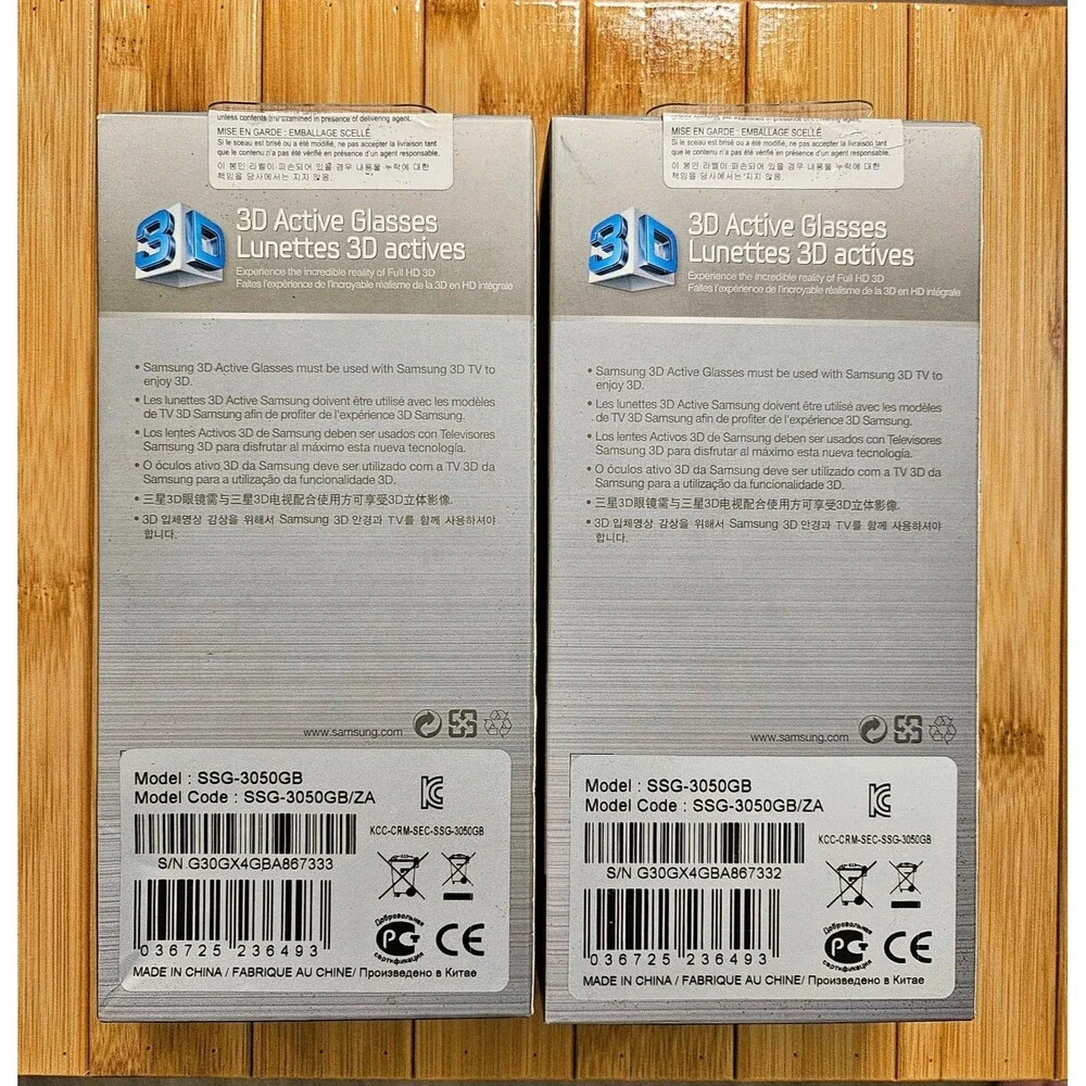 Lot Of 2 Samsung 3D Active Glasses Smart TV SSG-3050GB New Sealed Box